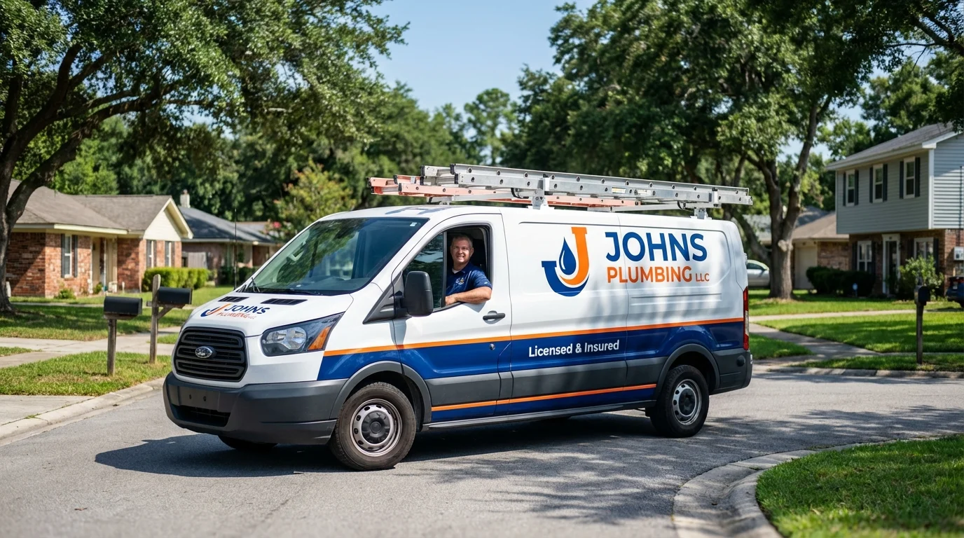 Johns Plumbing LLC service van in Canisteo, NY