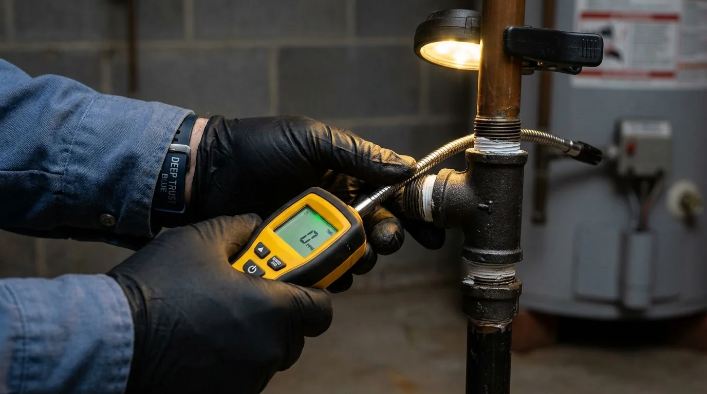 Gas leak detection with electronic sniffer by Johns Plumbing LLC in Canisteo